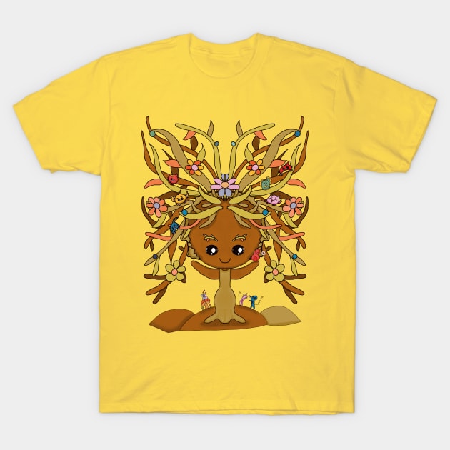 Summer tree cute girl T-Shirt by Floflo art